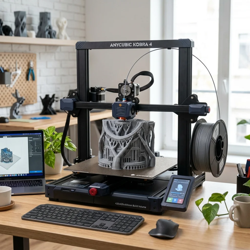 Anycubic Kobra 4 Max: Голям Обем, Висока Скорост и Надеждност за 3D Печат