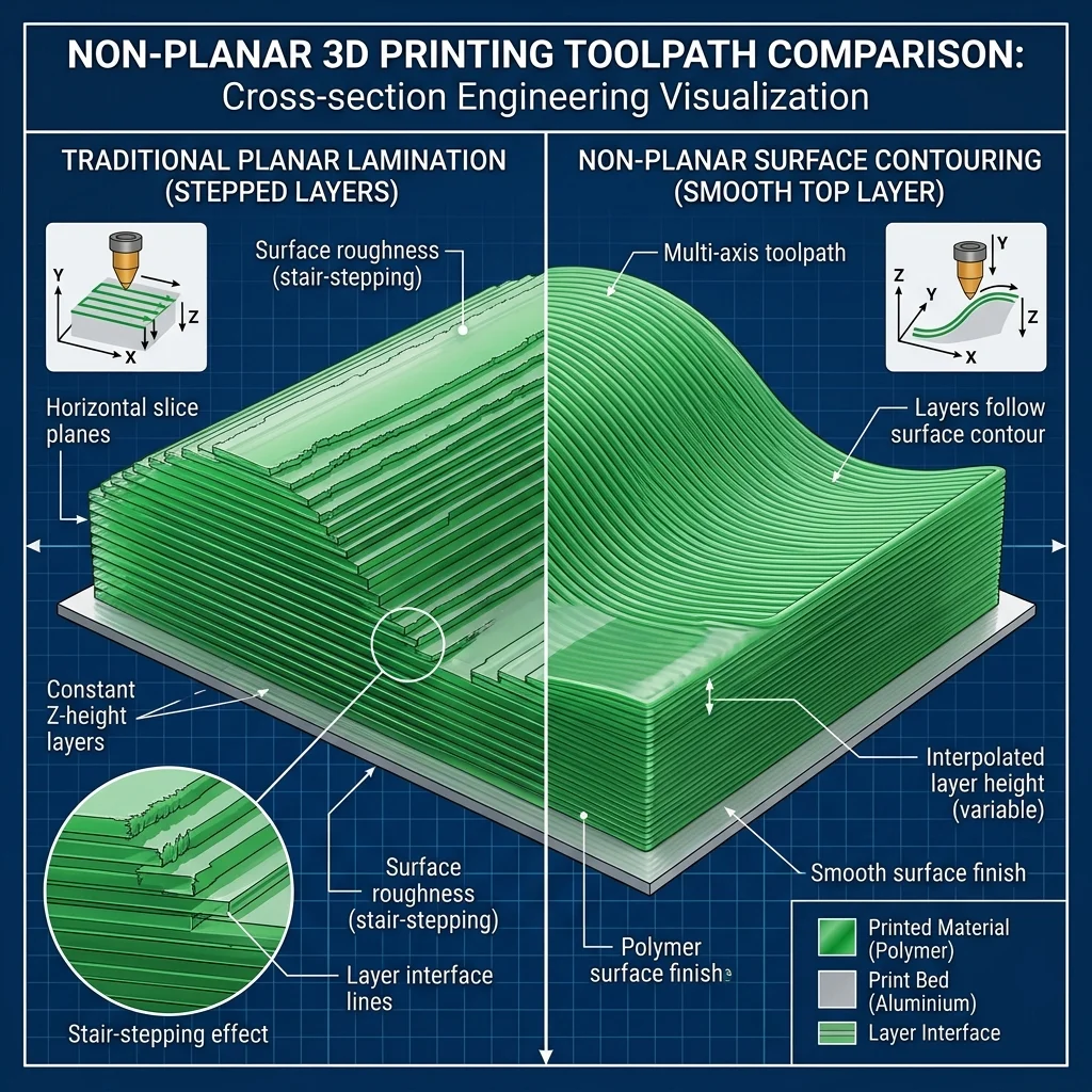 Non-Planar 3D принтиране: Гладки повърхности без стъпала
