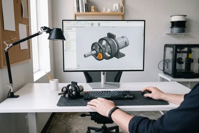 CAD асемблиране на редуктора с връзки между частите