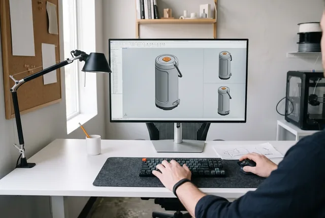 CAD модел на работна лампа на екрана