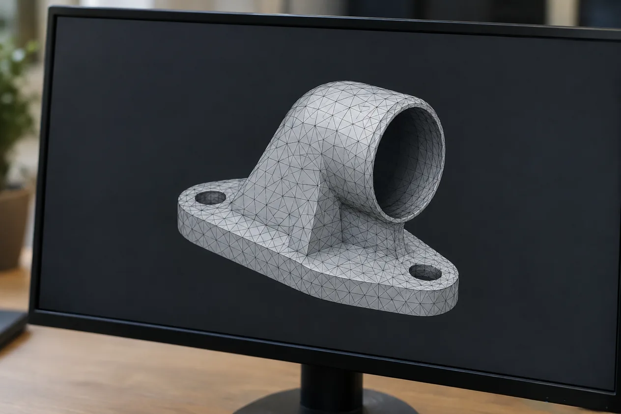 Триъгълна мрежа на 3D модел с отворен шев, затварян на екран до готов затворен обем